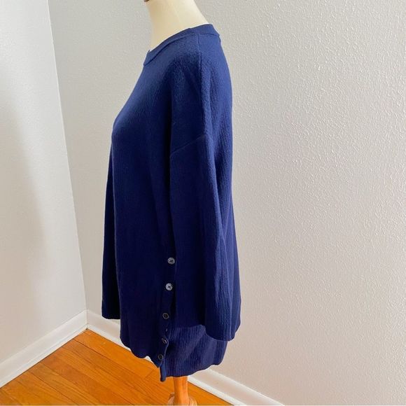 J Crew Wool Cotton Long Sweater Navy Small - Picture 6 of 9